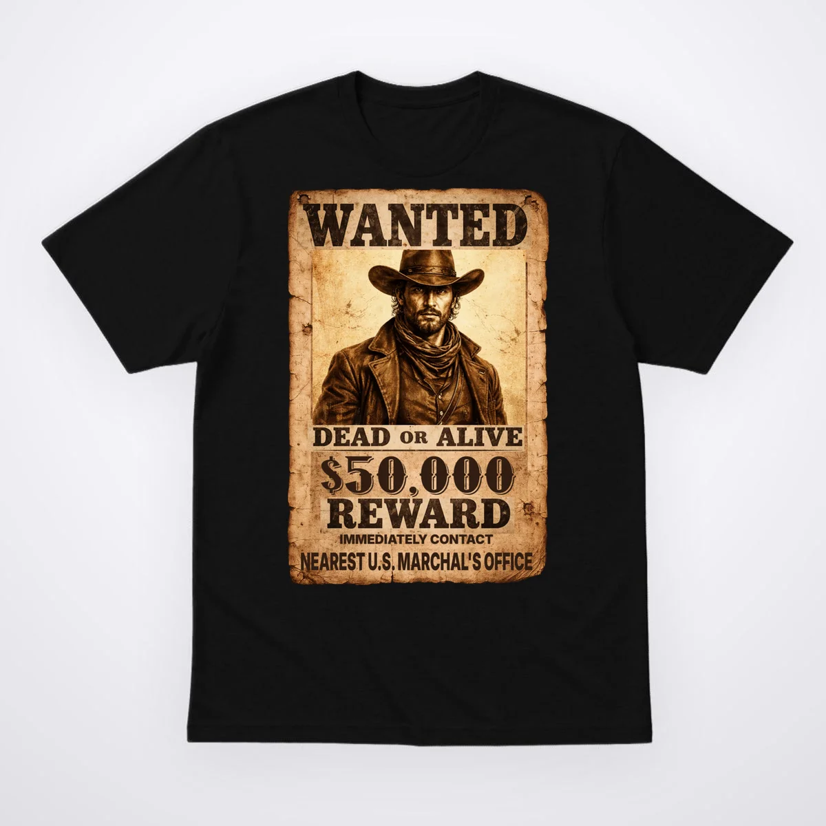 Personalized Wanted Poster Custom Text Men's T-Shirt - Front