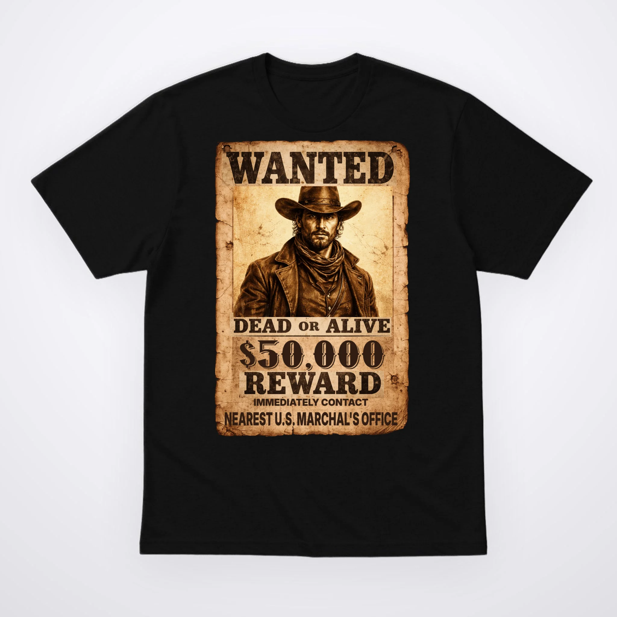 Personalized Wanted Poster Custom Text Men's T-Shirt Front