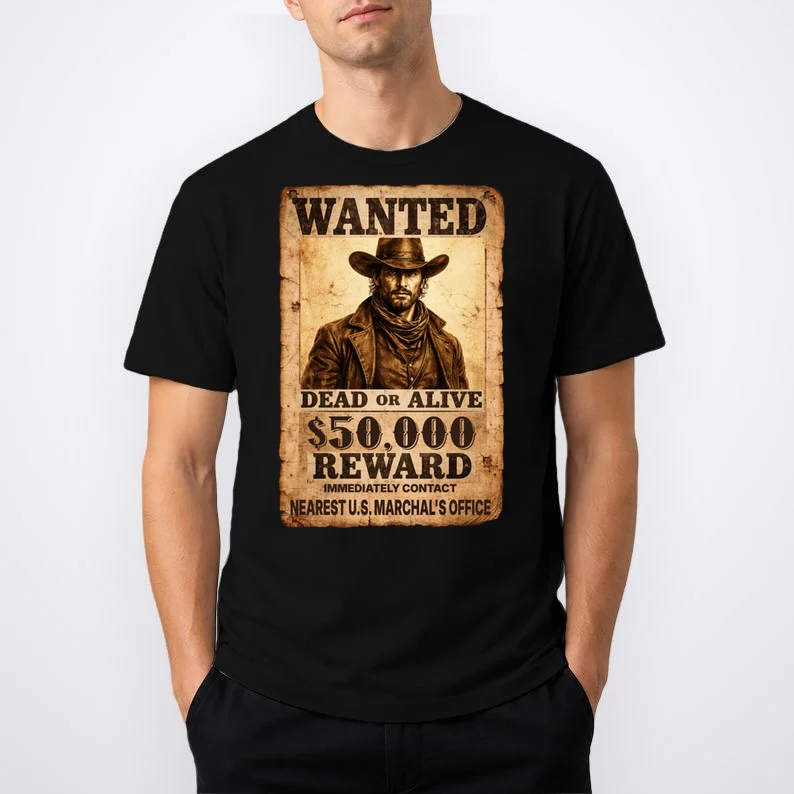 Personalized Wanted Poster Custom Text T-Shirt - Front 1