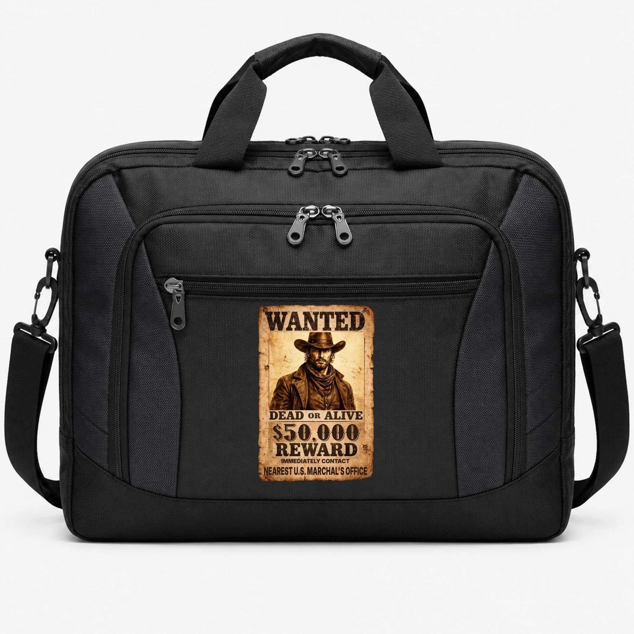 Personalized Wanted Poster Custom Text Briefcase - Front