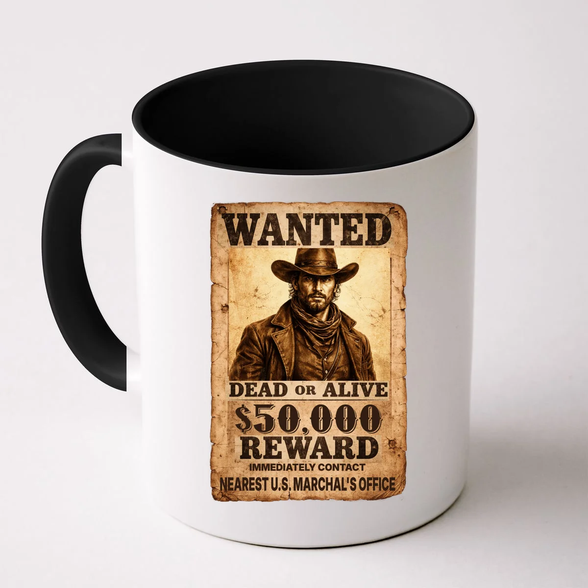Personalized Wanted Poster Custom Text Coffee Mug - Front