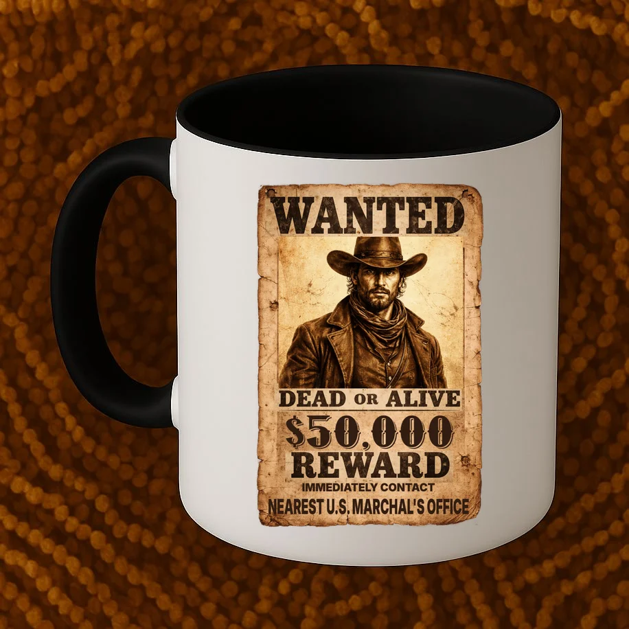 Personalized Wanted Poster Custom Text Coffee Mug - Front 1