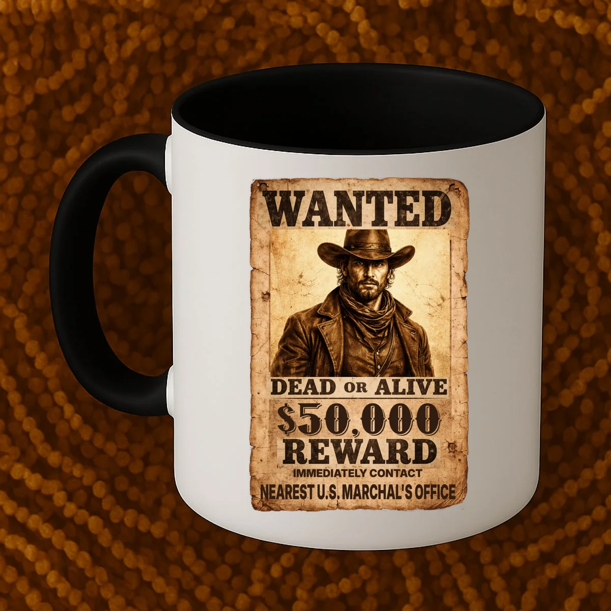 Personalized Wanted Poster Custom Text Coffee Mug - Front 1