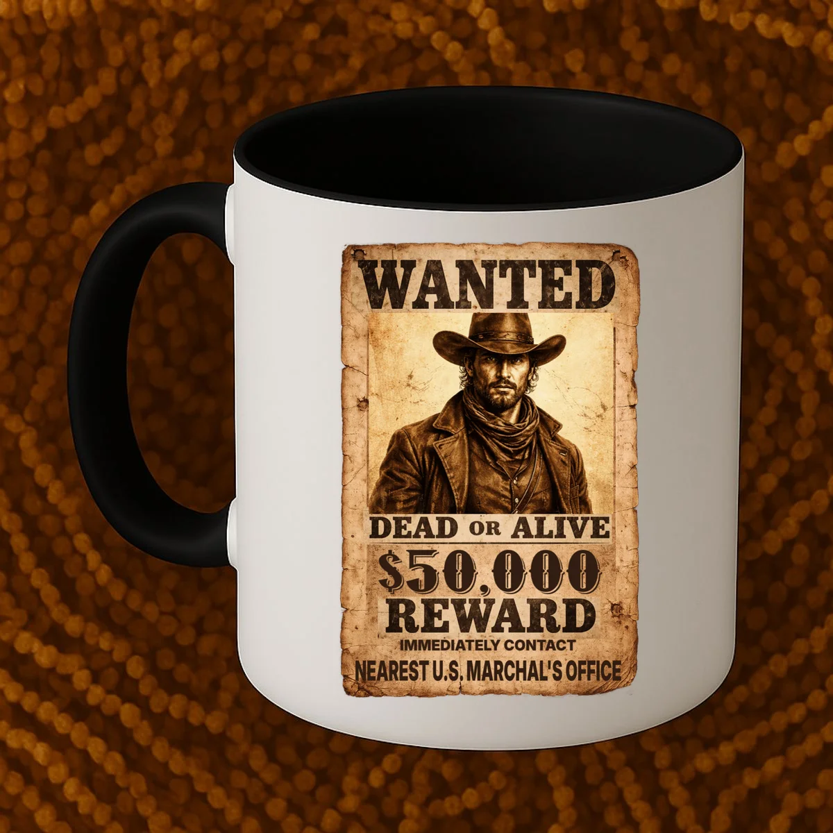 Personalized Wanted Poster Custom Text Mug - Front 1
