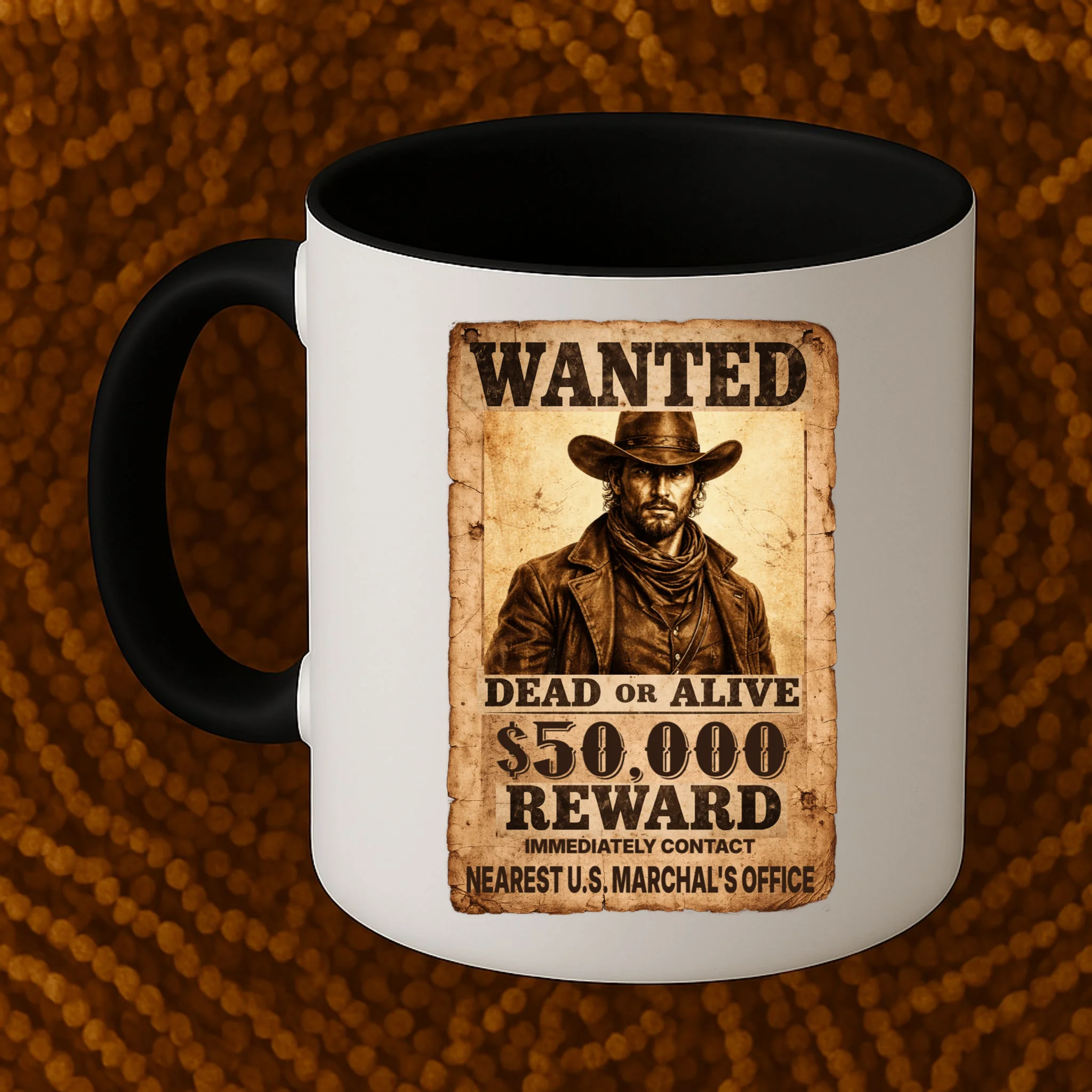 Personalized Wanted Poster Custom Text Mug - Front 1