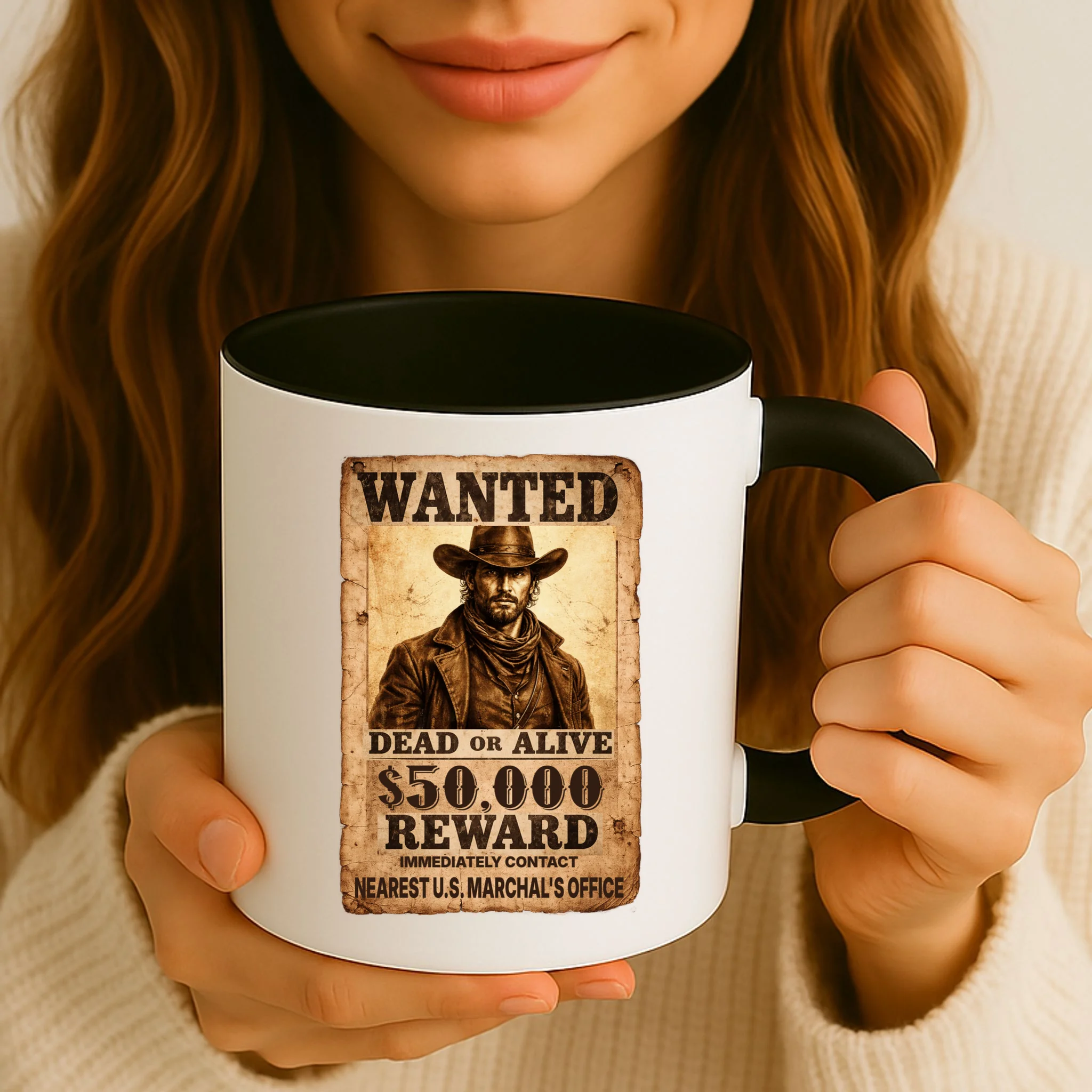Personalized Wanted Poster Custom Text Mug - Front 2