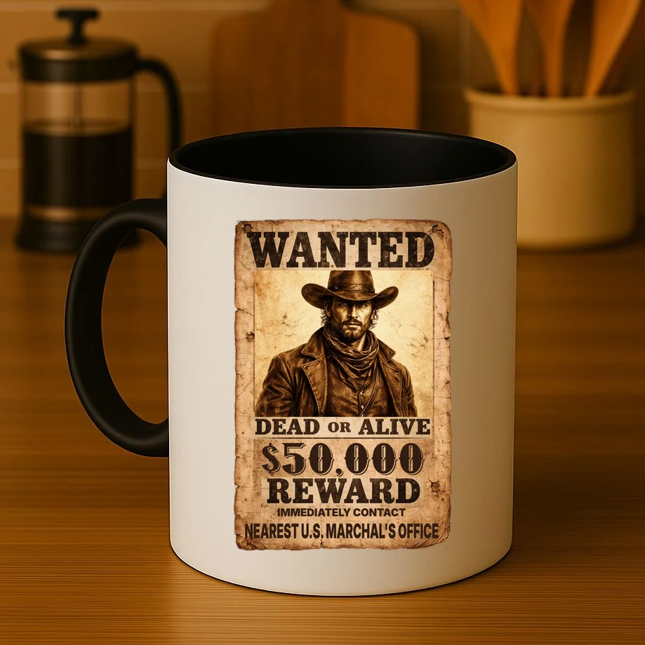 Personalized Wanted Poster Custom Text Coffee Mug - Front 3
