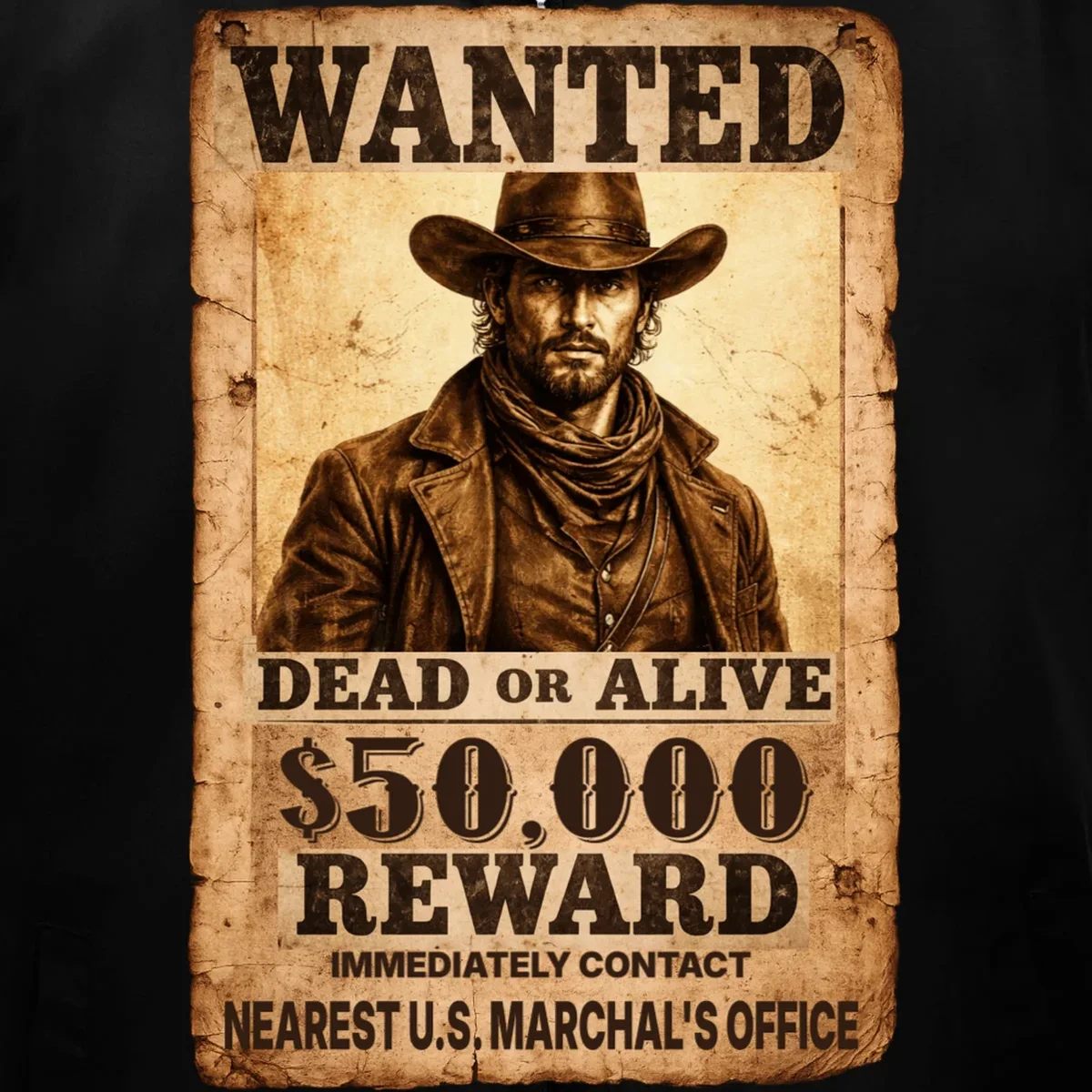 Personalized Wanted Poster Custom Text Men's Vest - Front - Close-up
