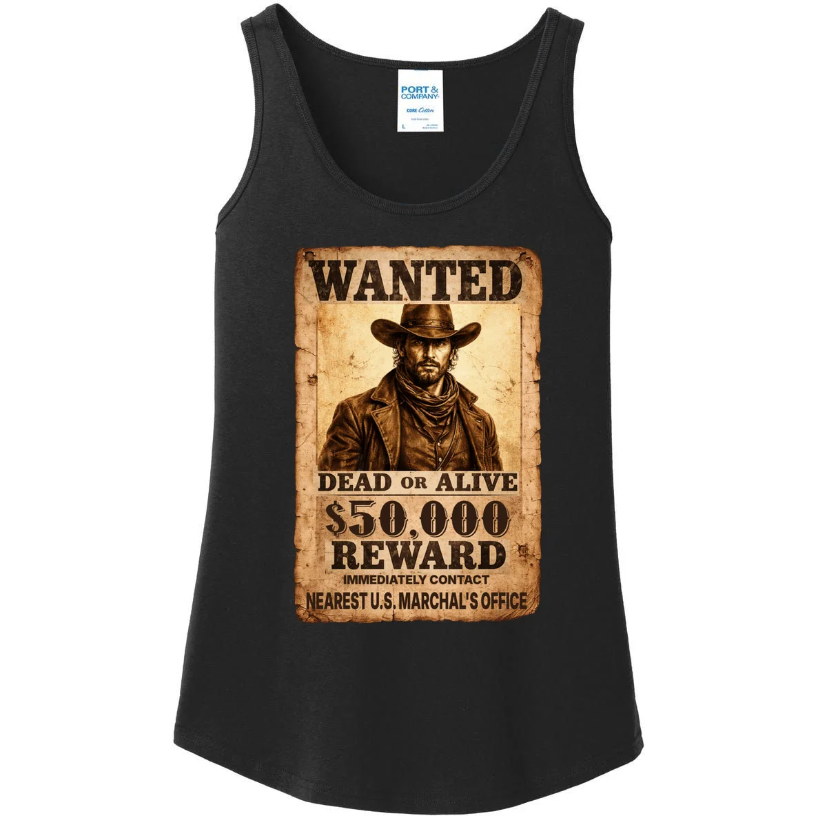 Personalized Wanted Poster Custom Text Women's Tank Top - Front