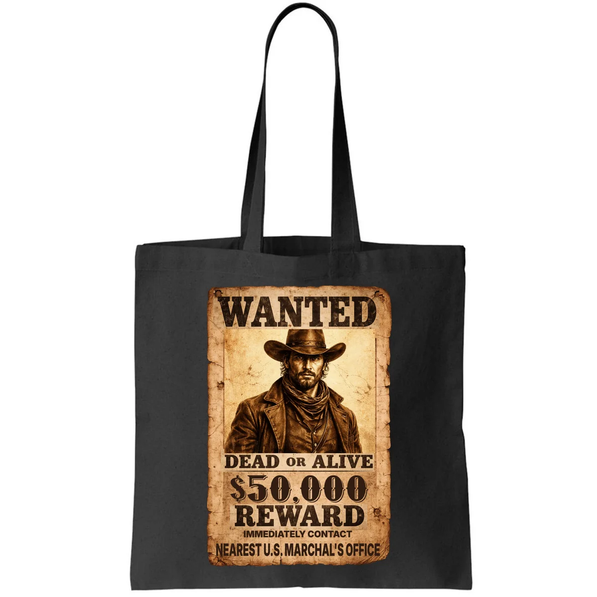 Personalized Wanted Poster Custom Text Tote Bag - Front