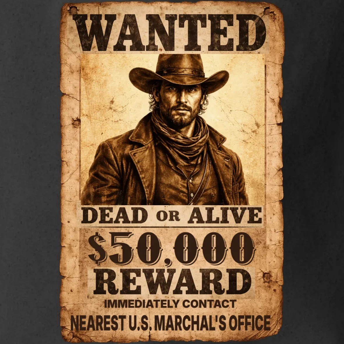 Personalized Wanted Poster Custom Text Tote Bag - Front - Close-up