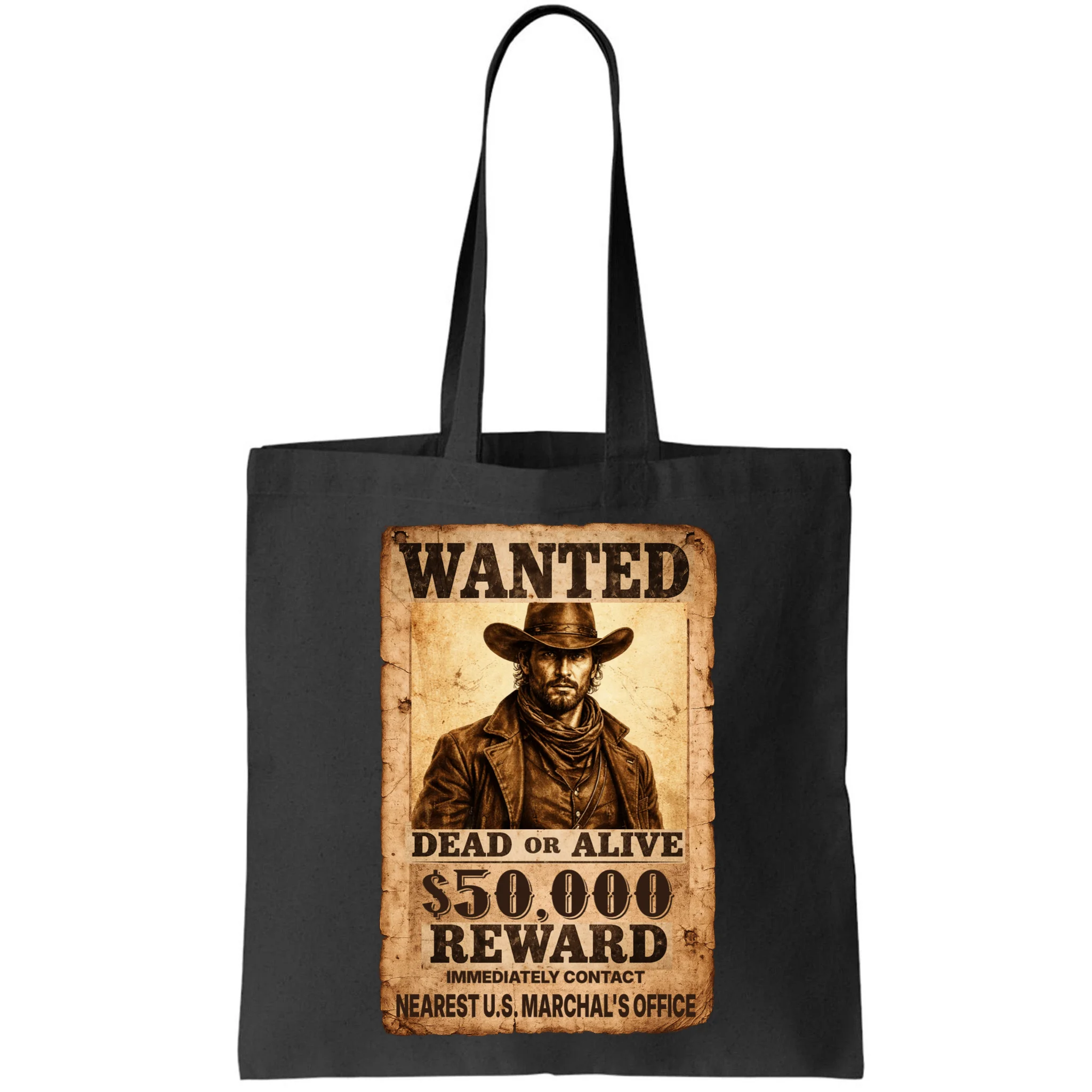 Personalized Wanted Poster Custom Text Tote Bag - Front