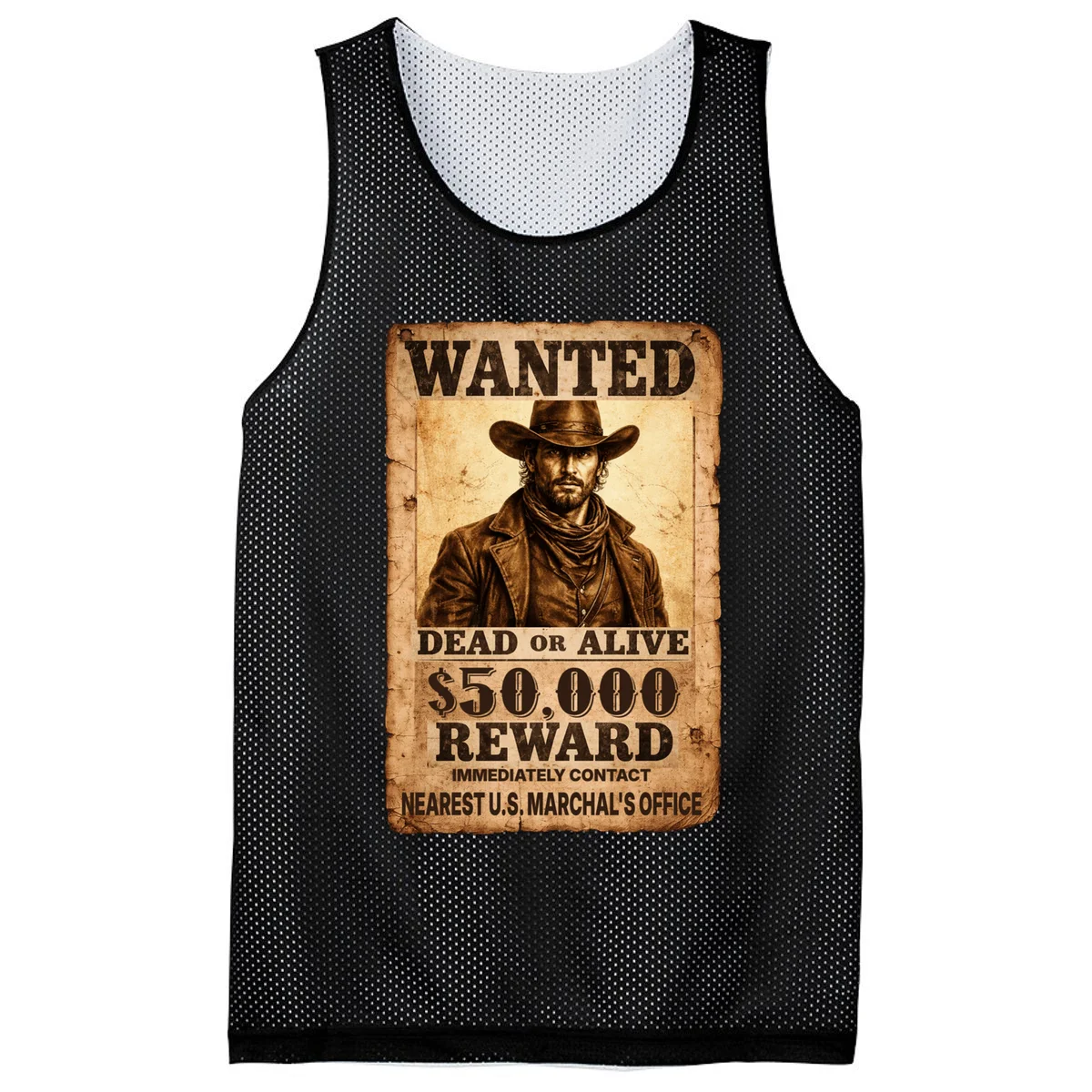 Personalized Wanted Poster Custom Text Men's Basketball Jersey - Front