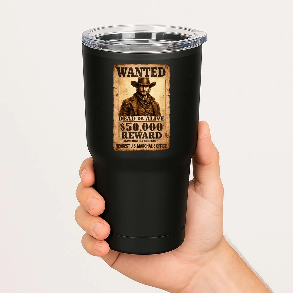 Personalized Wanted Poster Custom Text 20oz Tumbler - Front 1