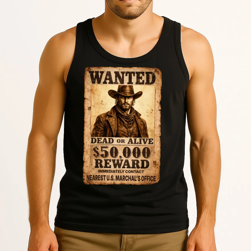 Personalized Wanted Poster Custom Text Tank Top - Front 2