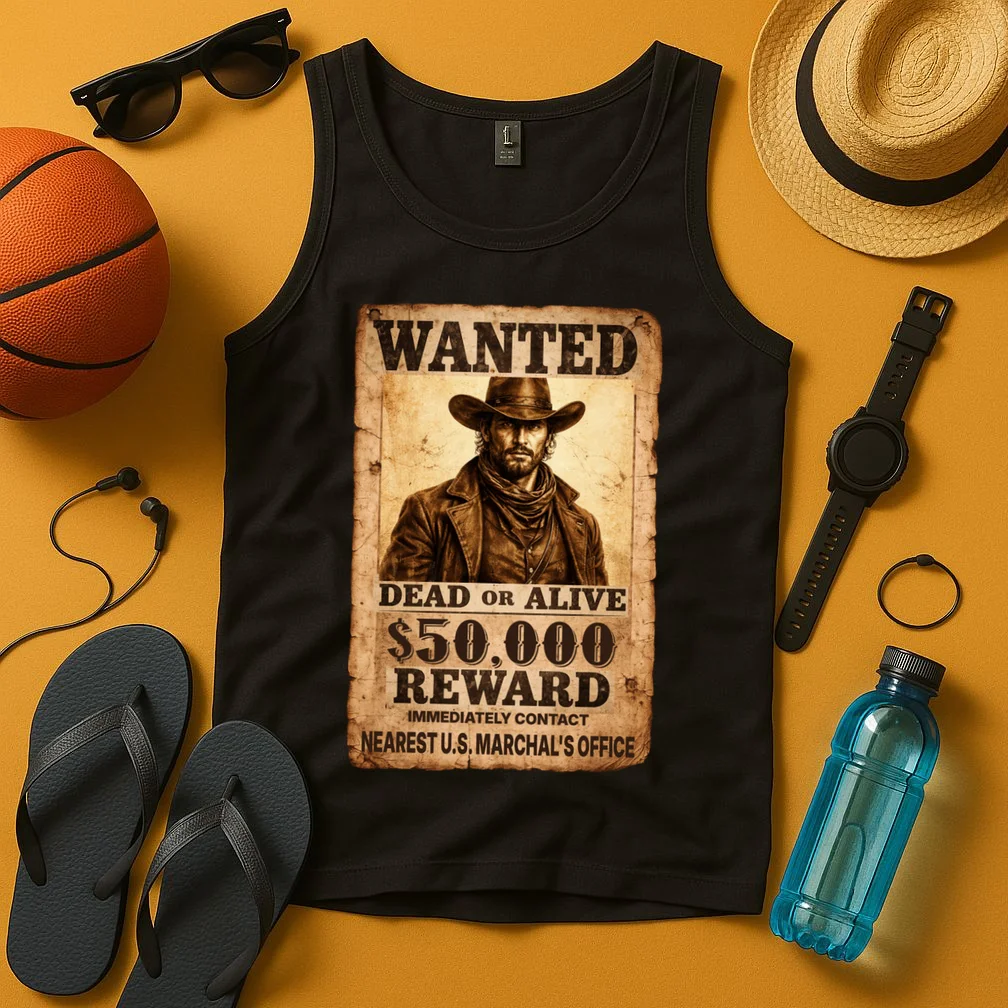 Personalized Wanted Poster Custom Text Tank Top - Front 3