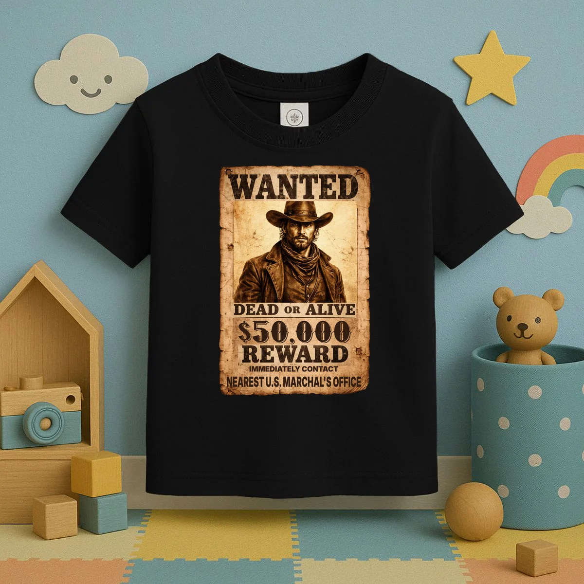 Personalized Wanted Poster Custom Text Toddler T-Shirt - Front 2