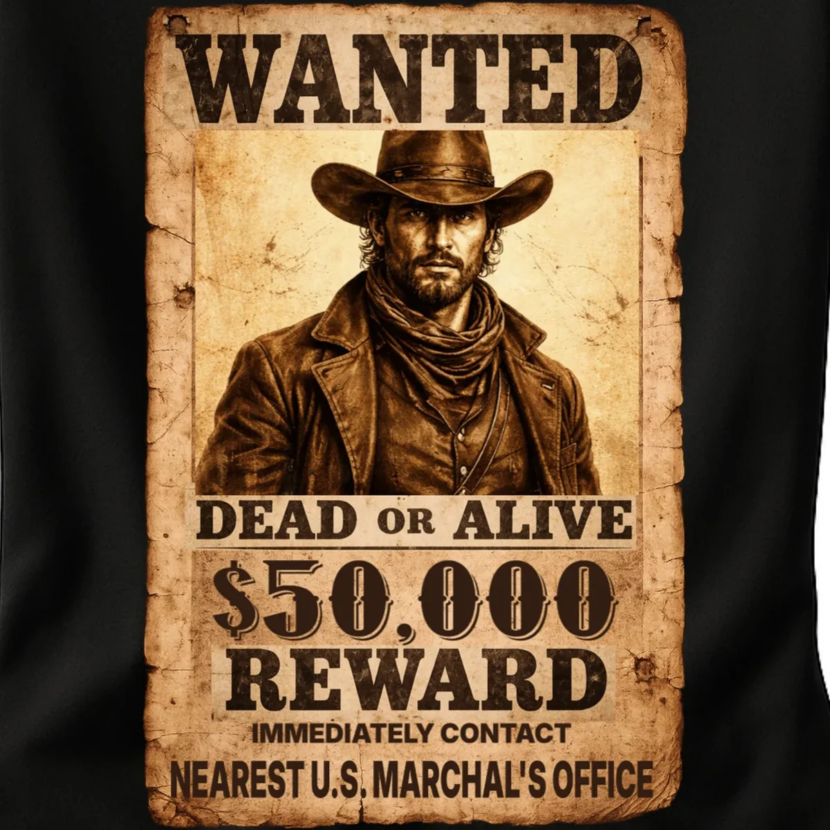Personalized Wanted Poster Custom Text Women's T-Shirt - Front - Close-up