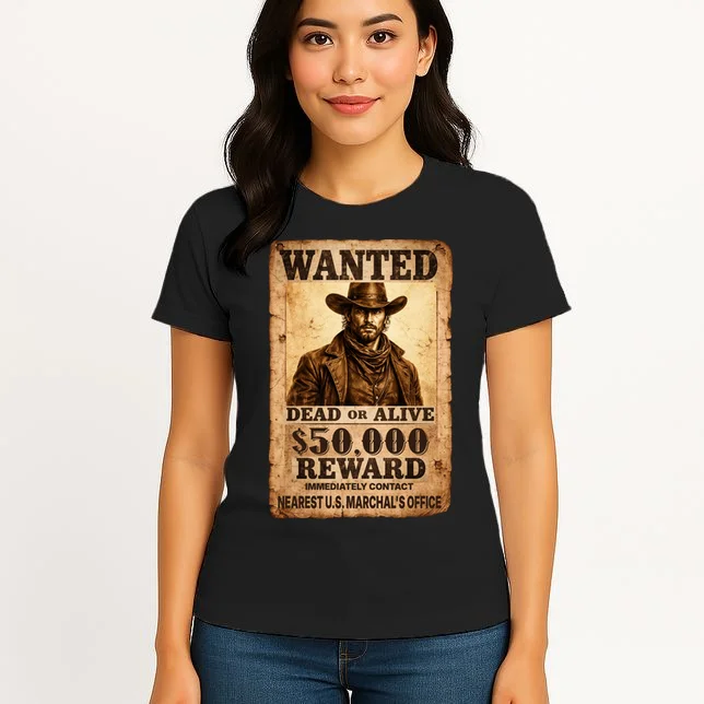 Personalized Wanted Poster Custom Text Women's T-Shirt - Front 3