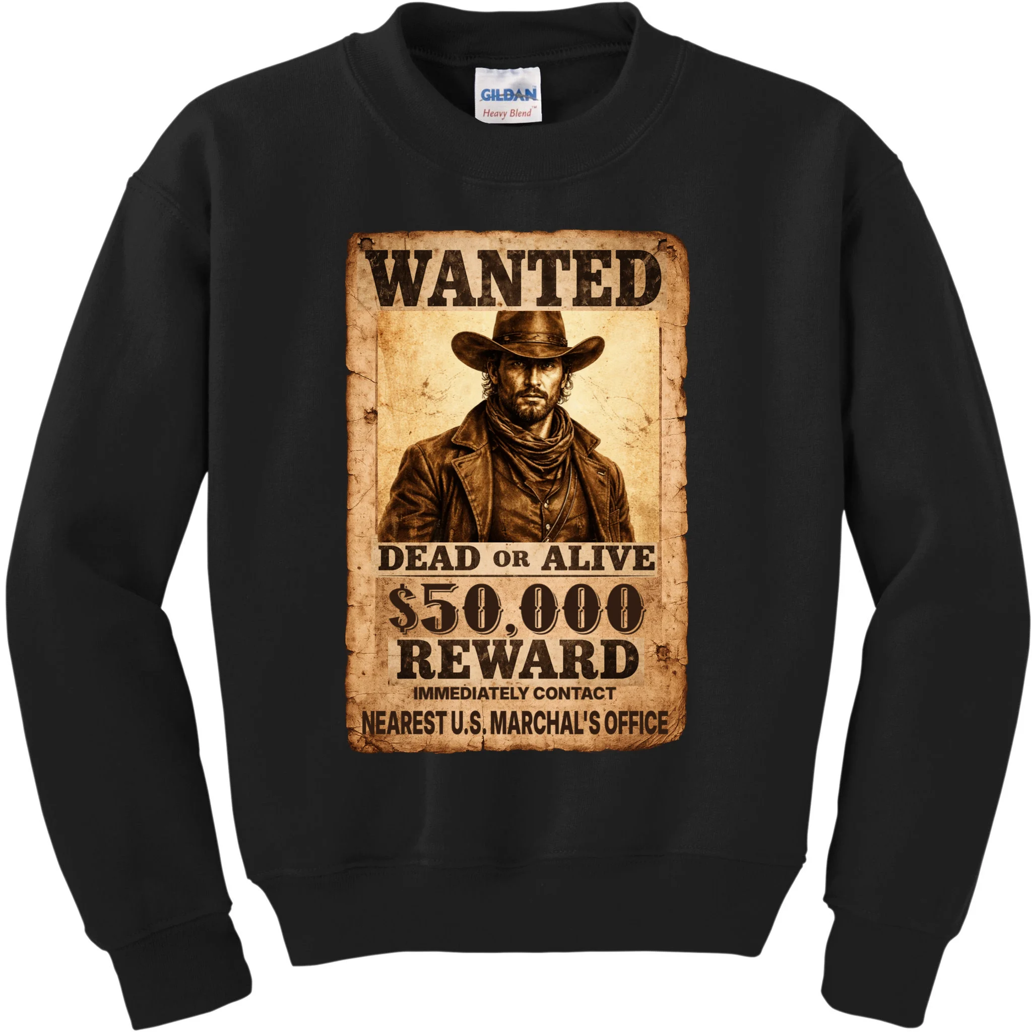 Personalized Wanted Poster Custom Text Kids Sweatshirt - Front