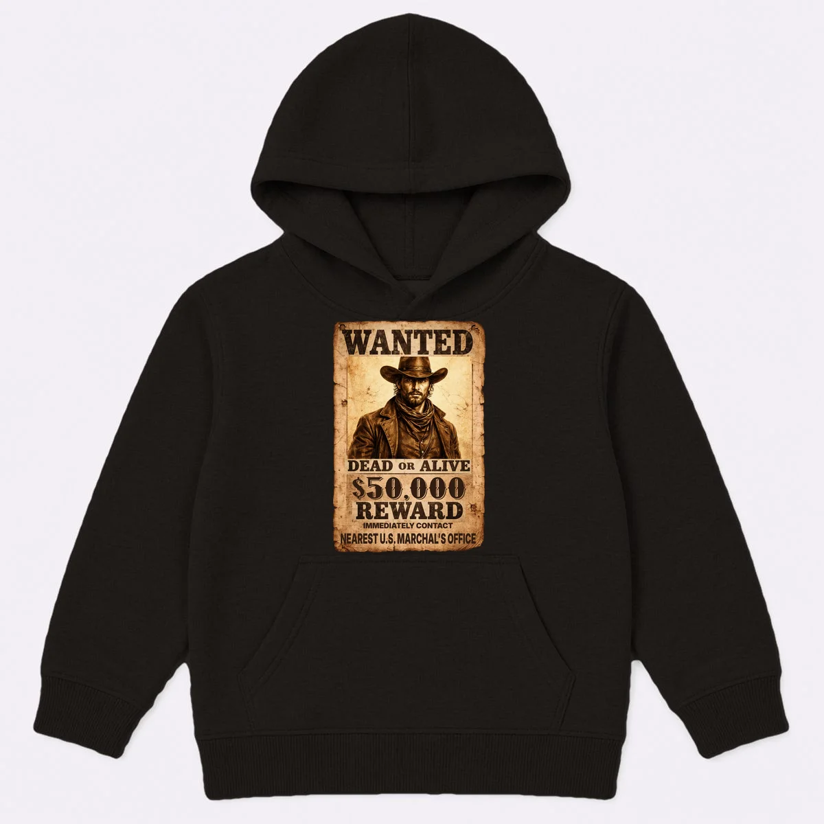 Personalized Wanted Poster Custom Text Kids Hoodie - Front