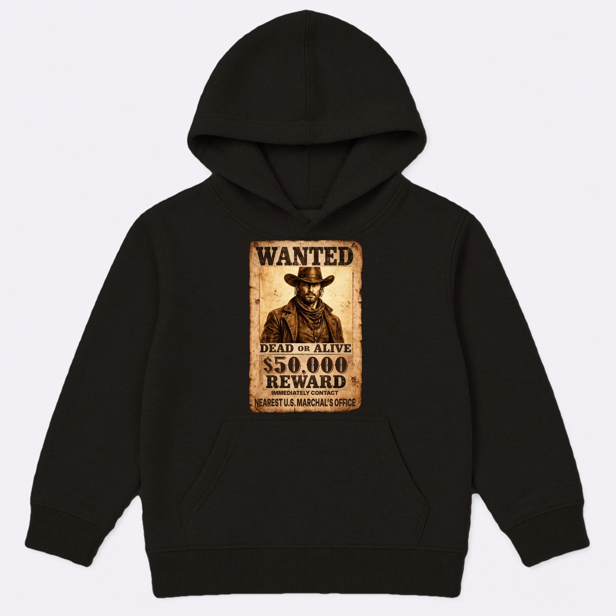 Personalized Wanted Poster Custom Text Kids Hoodie - Front