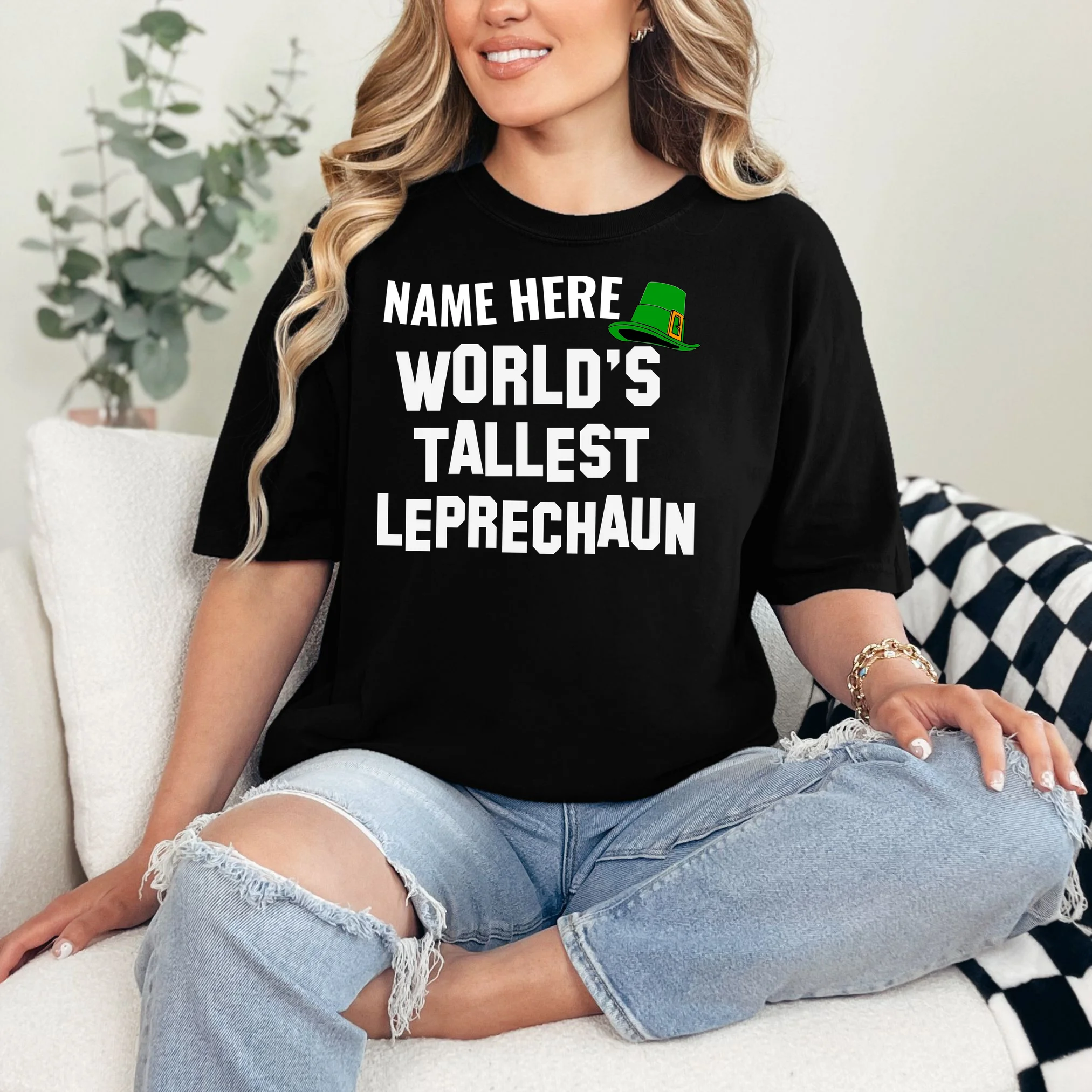 Personalized World's Tallest Leprechaun Custom Name St Patricks Day T-Shirt - Front 1