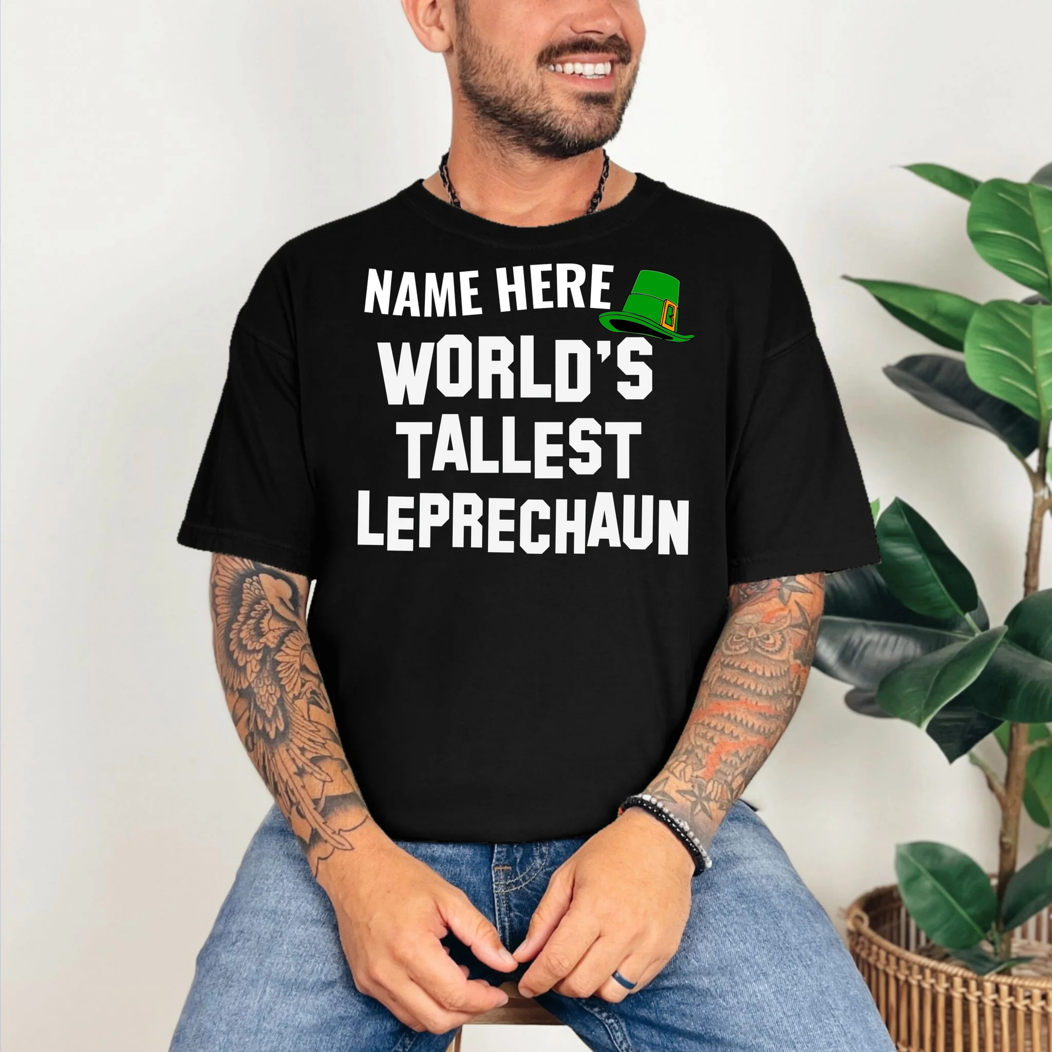 Personalized World's Tallest Leprechaun Custom Name St Patricks Day T-Shirt - Front 2