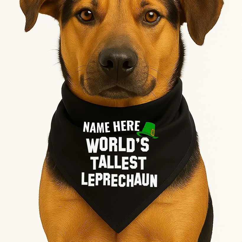 Personalized World's Tallest Leprechaun Custom Name St Patricks Day Dog Bandana - Front 1