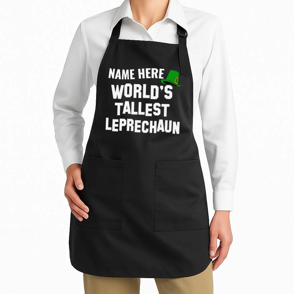 Personalized World's Tallest Leprechaun Custom Name St Patricks Day Apron - Front 1
