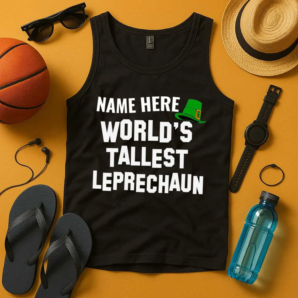 Personalized World's Tallest Leprechaun Custom Name St Patricks Day Tank Top - Front 3