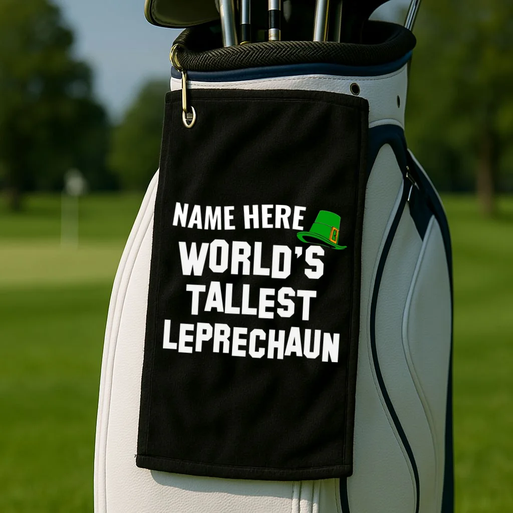 Personalized World's Tallest Leprechaun Custom Name St Patricks Day Golf Towel - Front 2