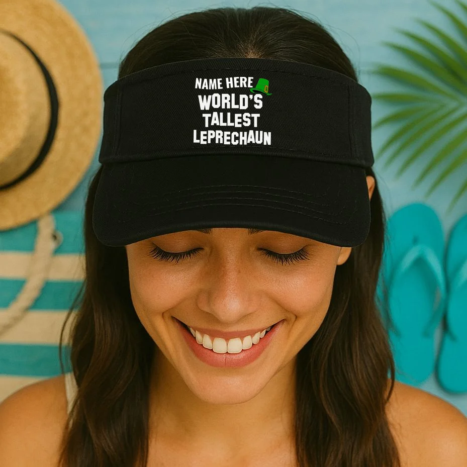 Personalized World's Tallest Leprechaun Custom Name St Patricks Day Visor - Front 1