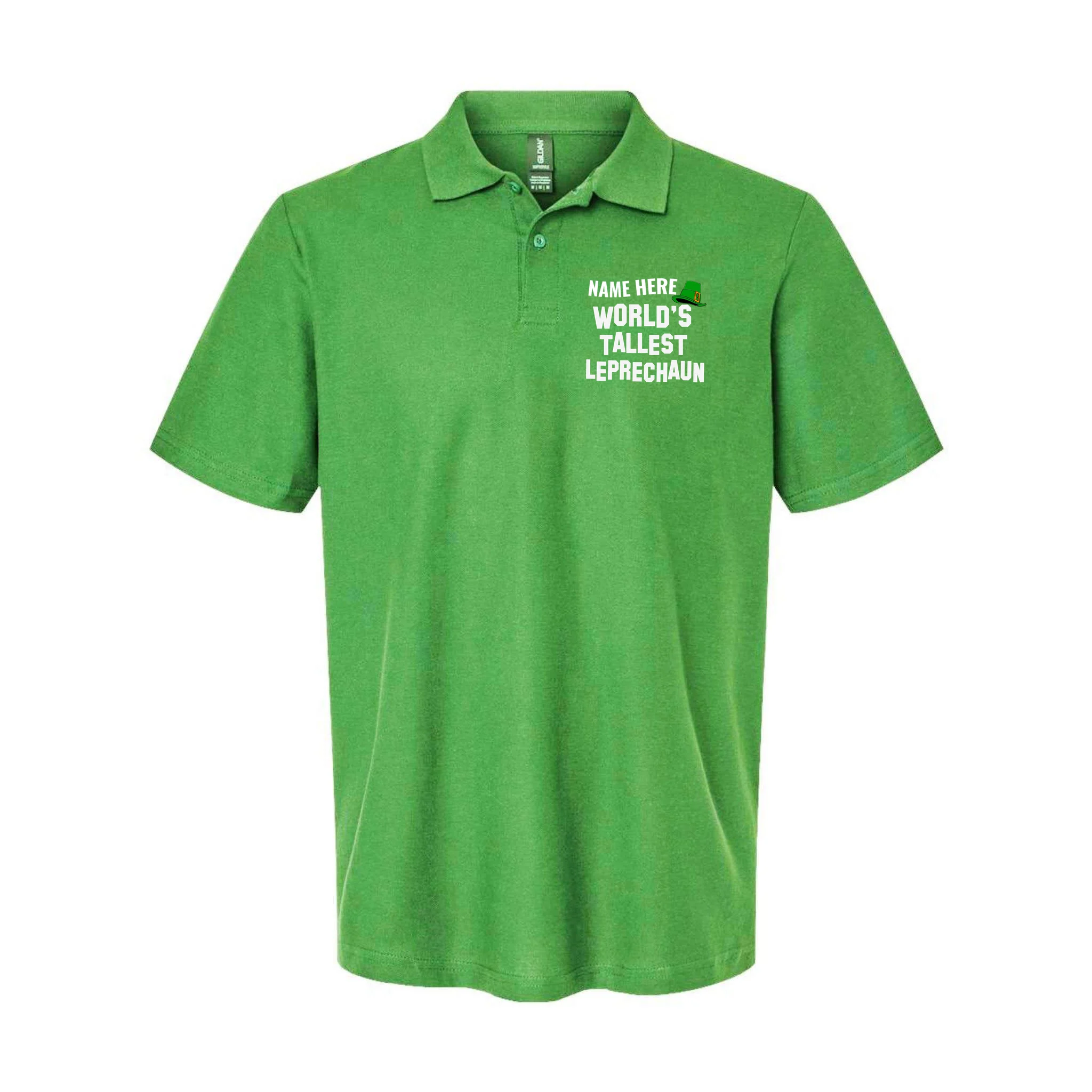 Personalized World's Tallest Leprechaun Custom Name St Patricks Day Men's Polo - Front