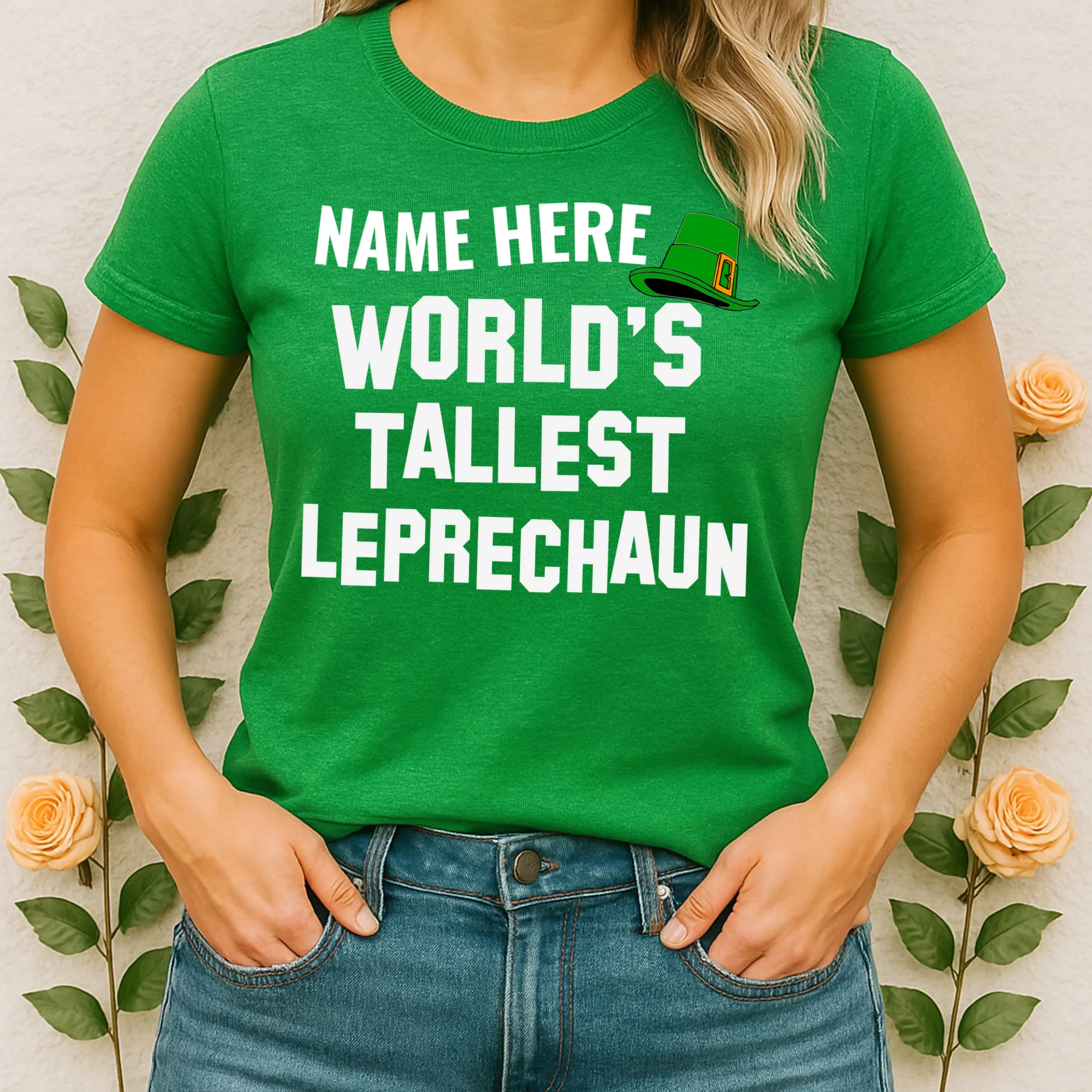 Personalized World's Tallest Leprechaun Custom Name St Patricks Day Women's T-Shirt - Front 1