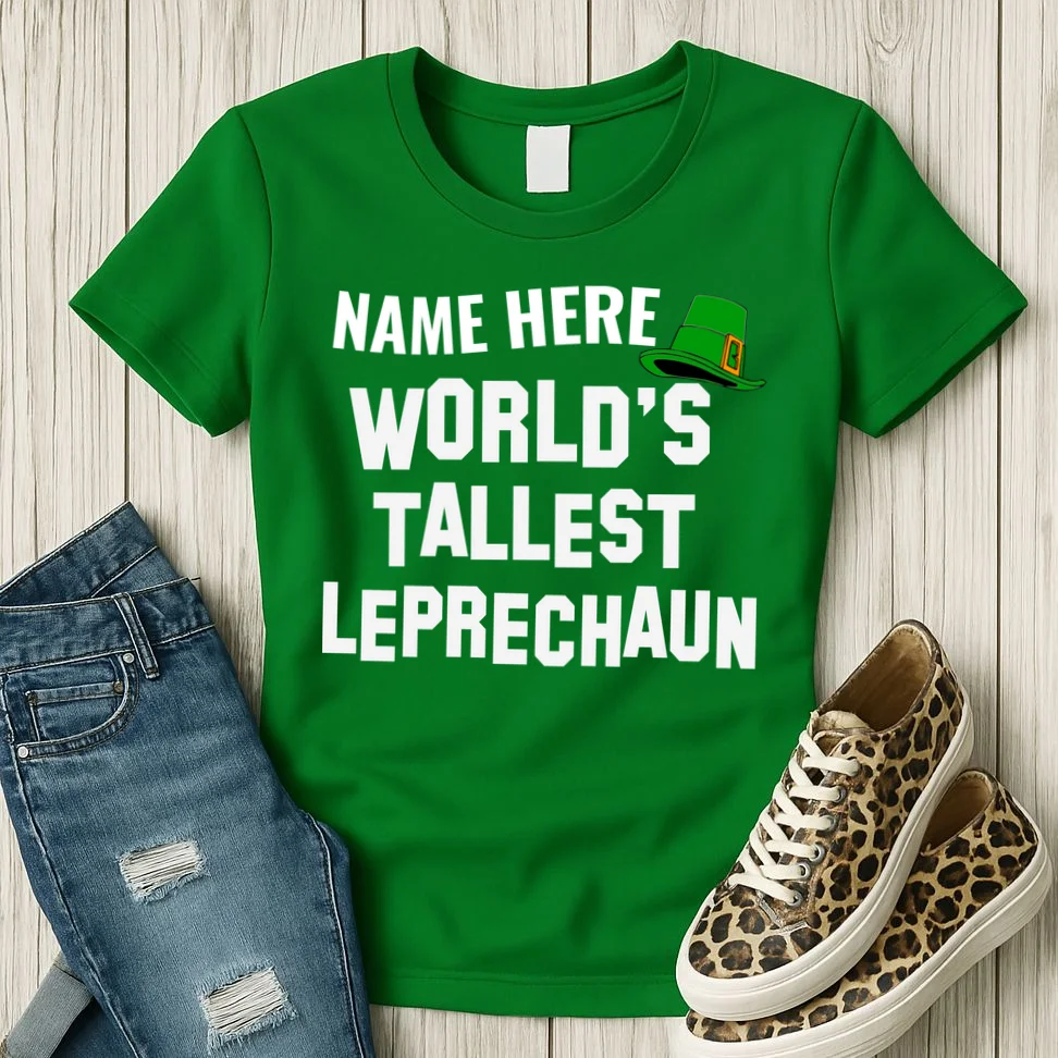 Personalized World's Tallest Leprechaun Custom Name St Patricks Day Women's T-Shirt - Front 2
