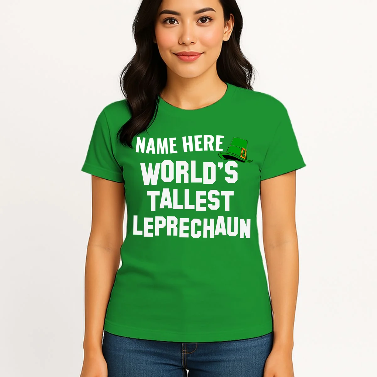 Personalized World's Tallest Leprechaun Custom Name St Patricks Day Women's T-Shirt - Front 3