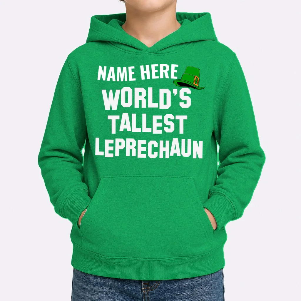 Personalized World's Tallest Leprechaun Custom Name St Patricks Day Kids Hoodie - Front 1
