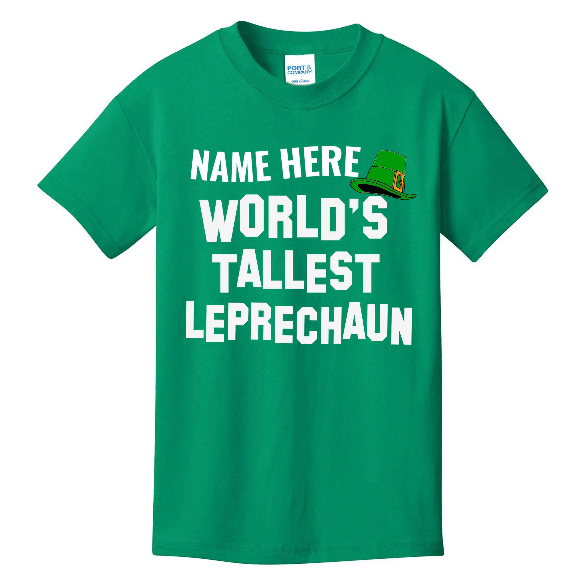 Personalized World's Tallest Leprechaun Custom Name St Patricks Day Kids T-Shirt - Front
