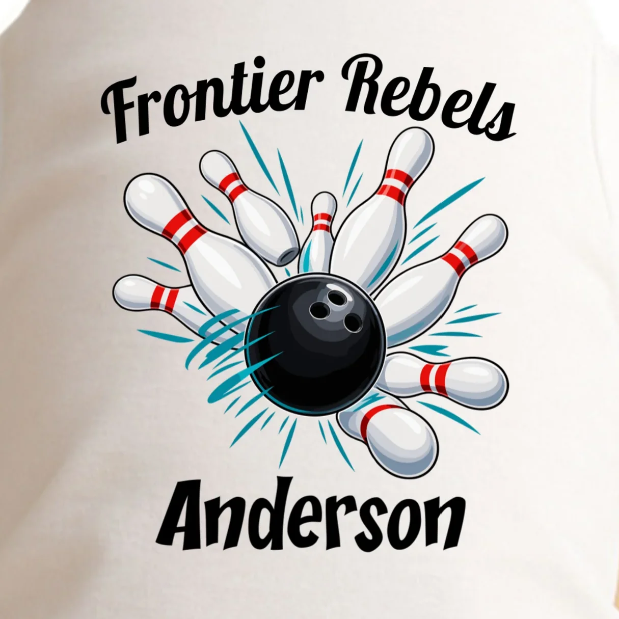 Flying Pins Strike Action - Custom Bowling Team & Player Name Doggie Tank - Front - Close-up