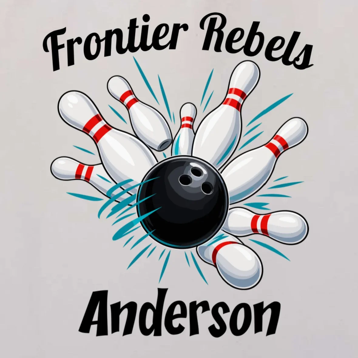 Flying Pins Strike Action - Custom Bowling Team & Player Name Tote Bag - Front - Close-up
