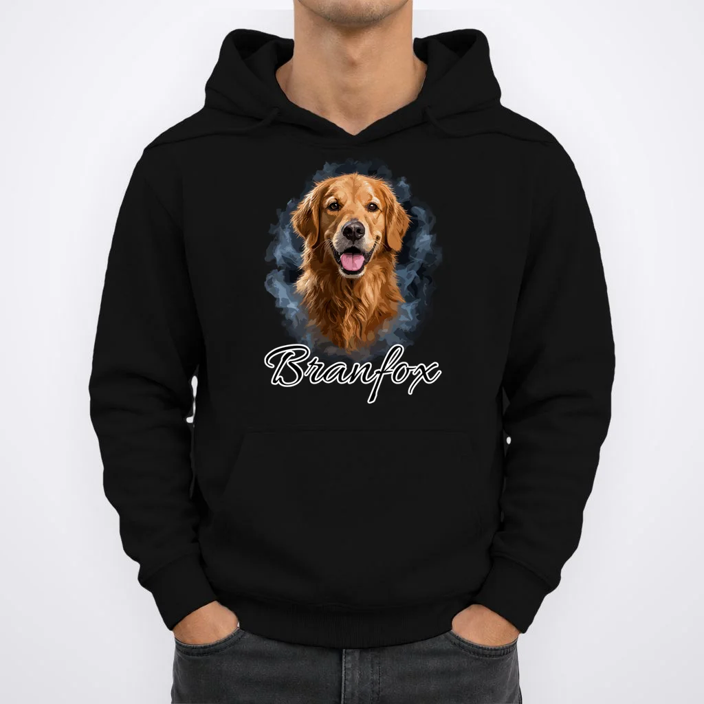Realistic Dog Portrait Personalized Photo Custom Gift Men's Hoodie - Front 1