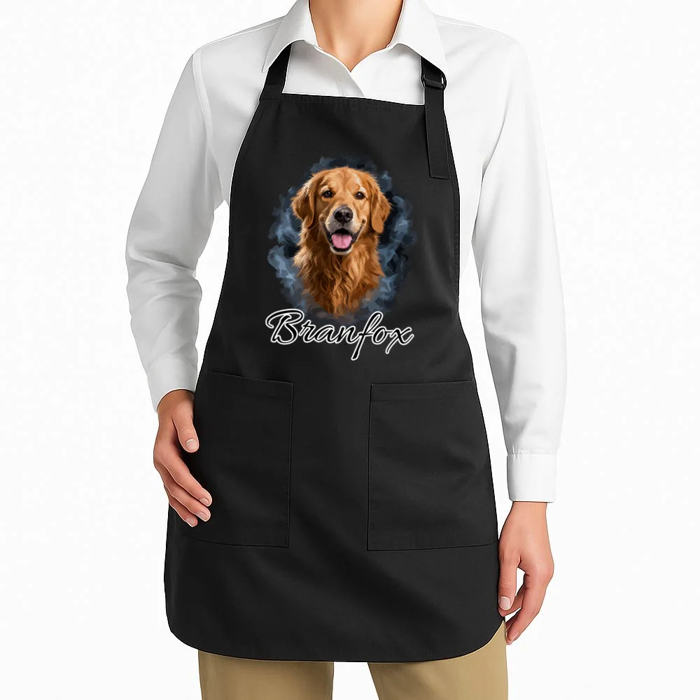 Realistic Dog Portrait Personalized Photo Custom Gift Apron - Front 1