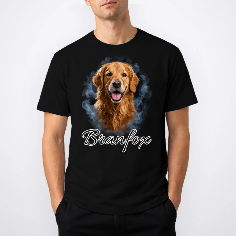 Realistic Dog Portrait Personalized Photo Custom Gift Men's T-Shirt - Front 1