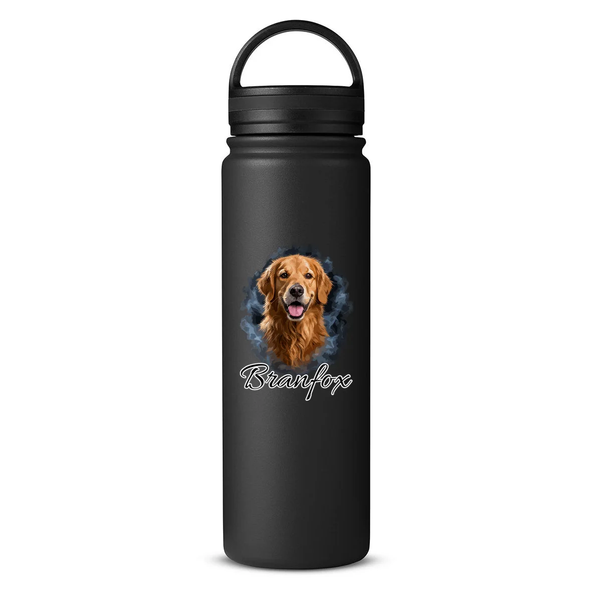 Realistic Dog Portrait Personalized Photo Custom Gift 24oz Water Bottle Front