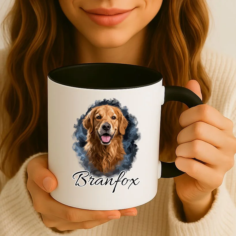 Realistic Dog Portrait Personalized Photo Custom Gift Mug - Front 2