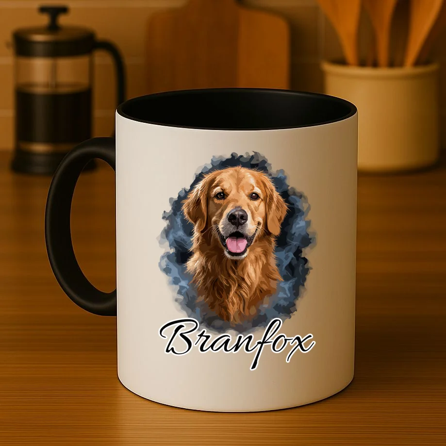 Realistic Dog Portrait Personalized Photo Custom Gift Mug - Front 3