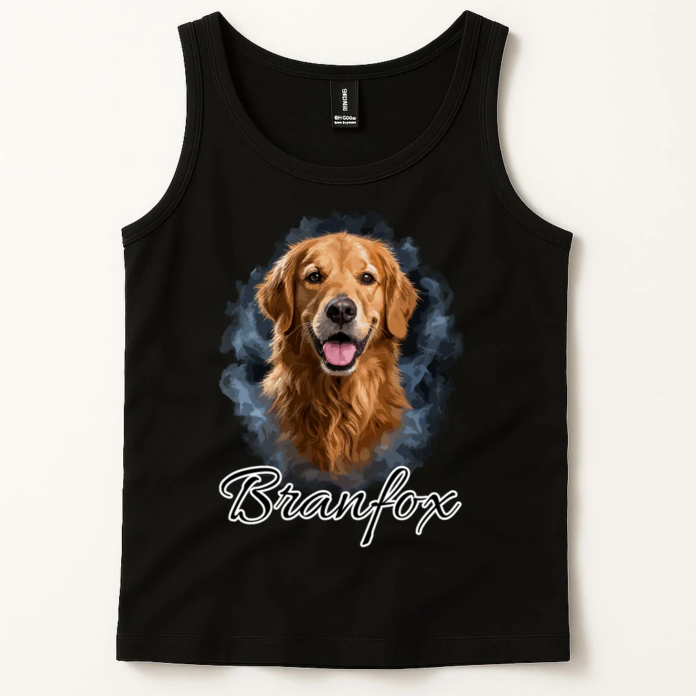 Realistic Dog Portrait Personalized Photo Custom Gift Men's Tank Top - Front 1