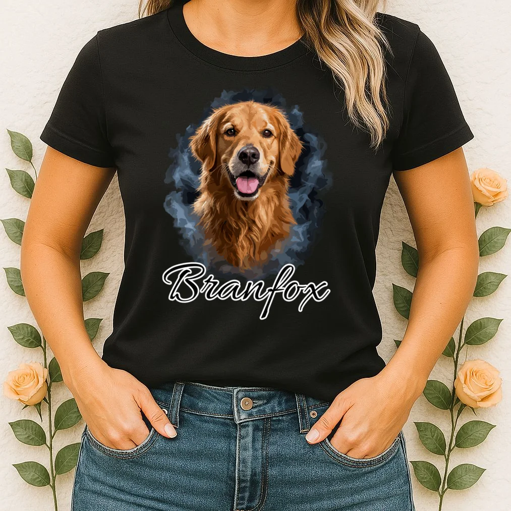 Realistic Dog Portrait Personalized Photo Custom Gift Women's T-Shirt - Front 1