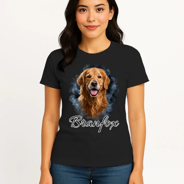 Realistic Dog Portrait Personalized Photo Custom Gift Women's T-Shirt - Front 3